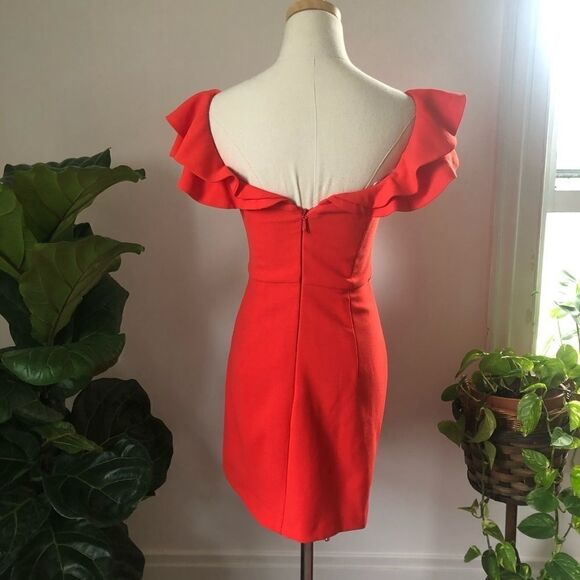 Sheike Red Ruffle Party Dress Small XS - Picture 3 of 13